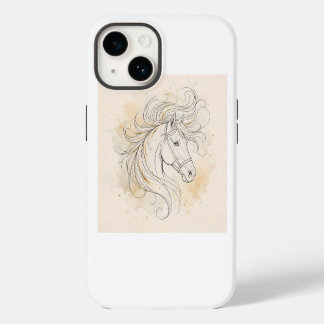 Arte de Linha de Cavalo Elegante Decoração em Ouro