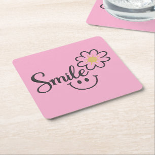 Arte de Linha de Girassol Sorridente Porta-copos
