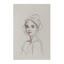 Arte de Linha de Retrato Mínima Elegante