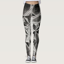 Arte de Linha Desenhada à Mão Branca em Leggings d
