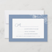 Arte de Linha Floral Azul Empoeirado Branco RSVP
