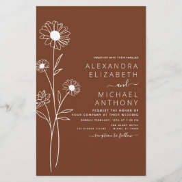 Arte de Linha Floral Botânica Minimalista de Casam