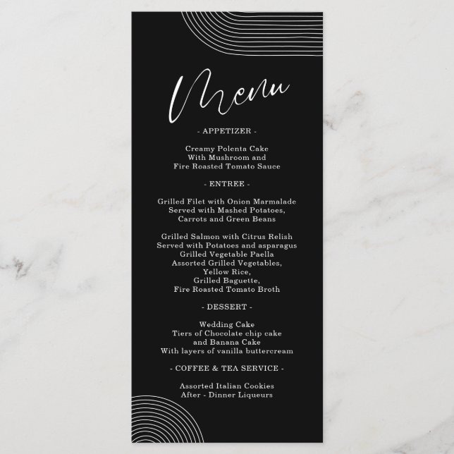 Arte de Linha Geométrica Preto e Branco Menu Simpl (Frente)