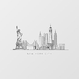 Arte de Linha Minimalista do Horizonte de Nova Yor