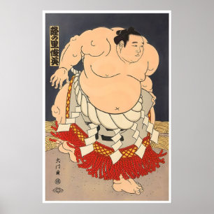 Arte de Lutador de Sumô Japão Impressão de Viagem