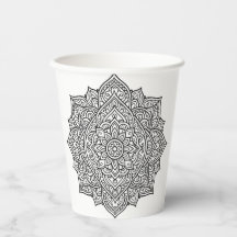 Arte de Mandala com Linhas Pretas Intrincadas