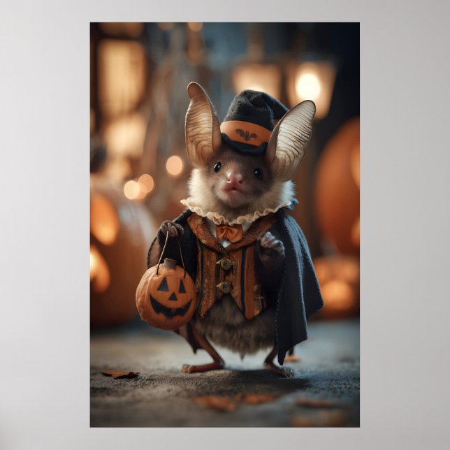 Arte de Morcego de Halloween Impressão Fantasia de (Frente)