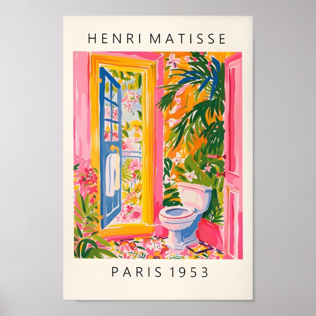 Arte de Muro de Banheiro Rosa, Poster de Banheiro  (Frente)