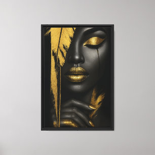 Arte de Muro de Canvas de Gelam Preta e Dourada