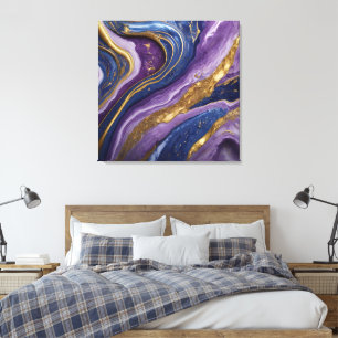 Arte de Muro de Canvas de luxo   Roxo, Azul e