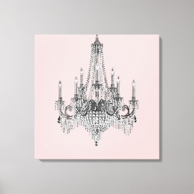 Arte de Muro de Canvas Rosa Chandelier (Frente)
