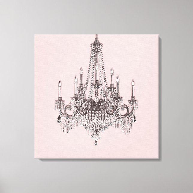 Arte de Muro de Canvas Rosa Chandelier (Frente)