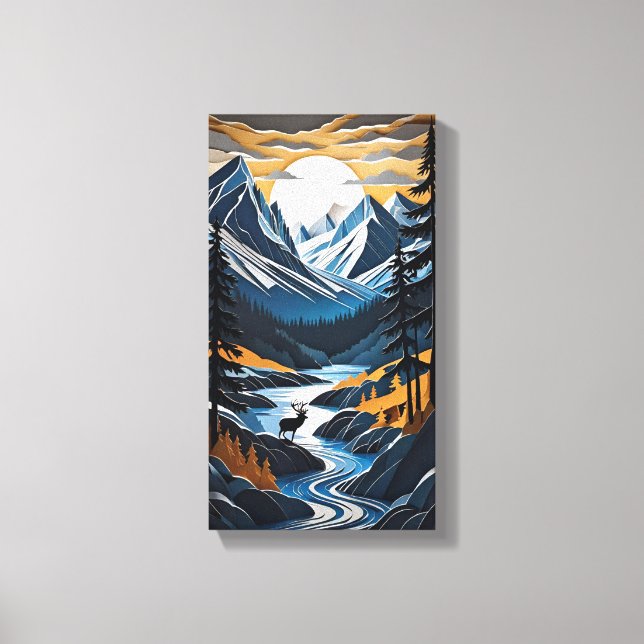 Arte de Muro de Canvas Sunset Deer (Frente)