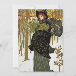 Arte de Natal Antigo Nouveau Convite Scribners