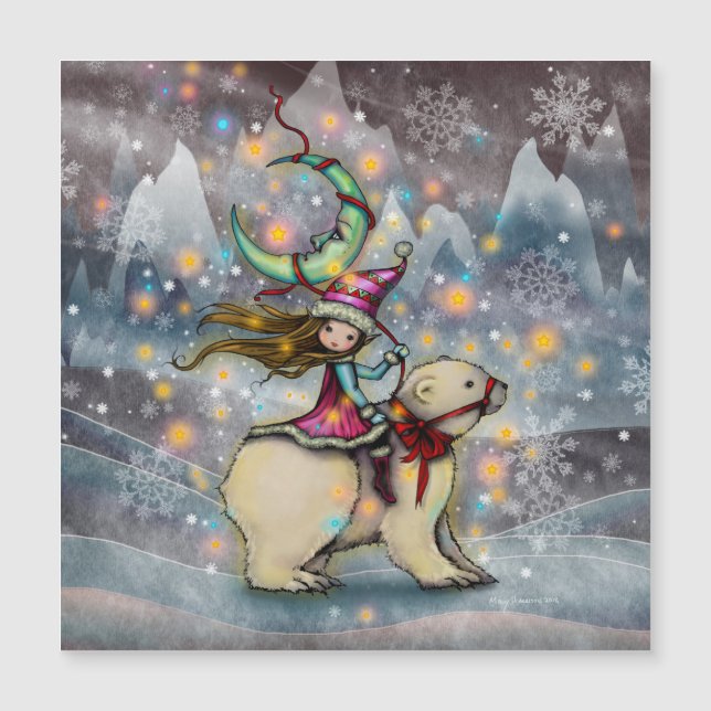Arte de Natal de Elfo Montado em Urso Polar (Frente)
