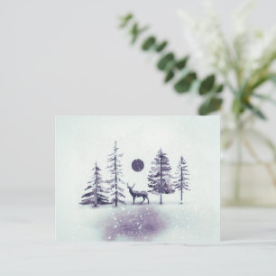 Arte de Natal de Rena Minimalista Cartão Postal de