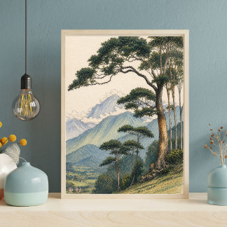 Arte de Paisagem Montanhosa | Impressão de Árvore