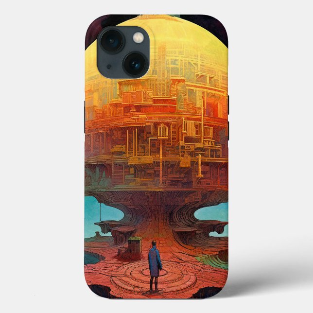 Arte de Paisagem Superreal de Cidade Esférica (Verso)