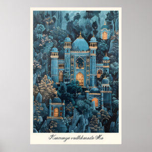 Arte de Palácio Indiano Azul Impressão em Parede E