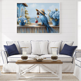 Arte de Papagaio Azul Costeiro Impresso Poster d