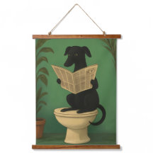 Arte de Parede Cachorro Preto Lendo Jornal
