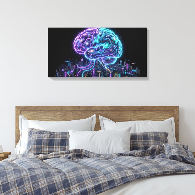 Arte de Parede Canvas Cidade Cyberpunk Cérebro Gal (Insitu(Quarto))
