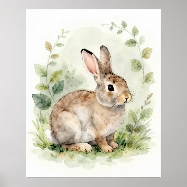 Arte de Parede Coelho da Floresta Poster de Coelho (Frente)