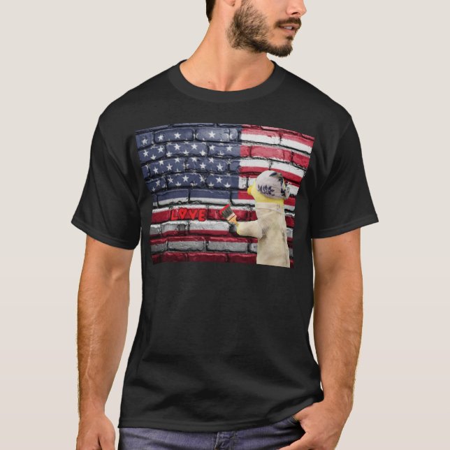 Arte de parede com grafite Amor EUA. Camiseta (Frente)
