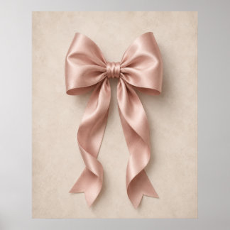 Arte de Parede com Laço de Cetim Rosa | Poster Fem