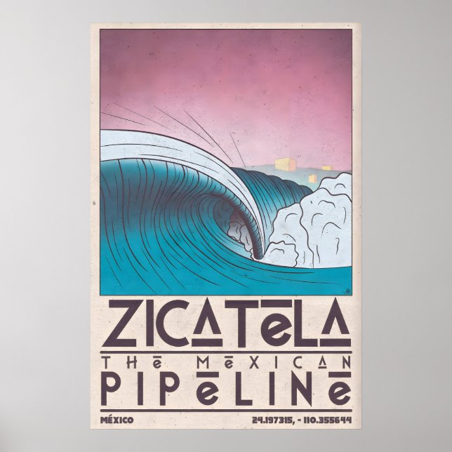 Arte de Parede da Praia de Zicatela Impressão de S (Frente)
