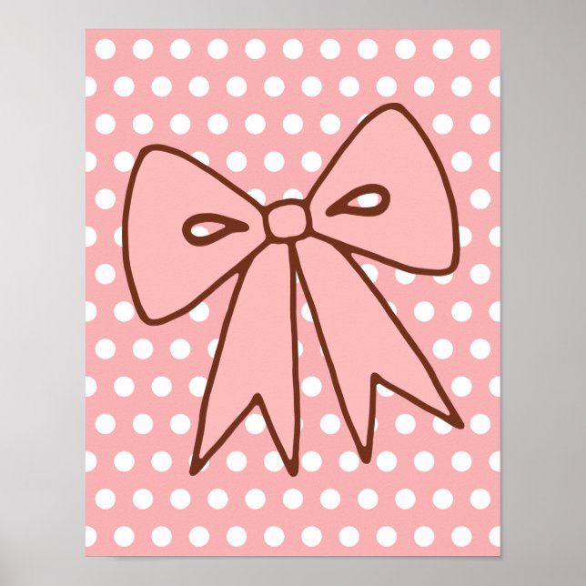 Arte de Parede de Bow Rosa Retro Impressão de Post (Frente)