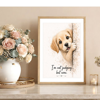 Arte de Parede de Cachorrinho Espiando Impressão E