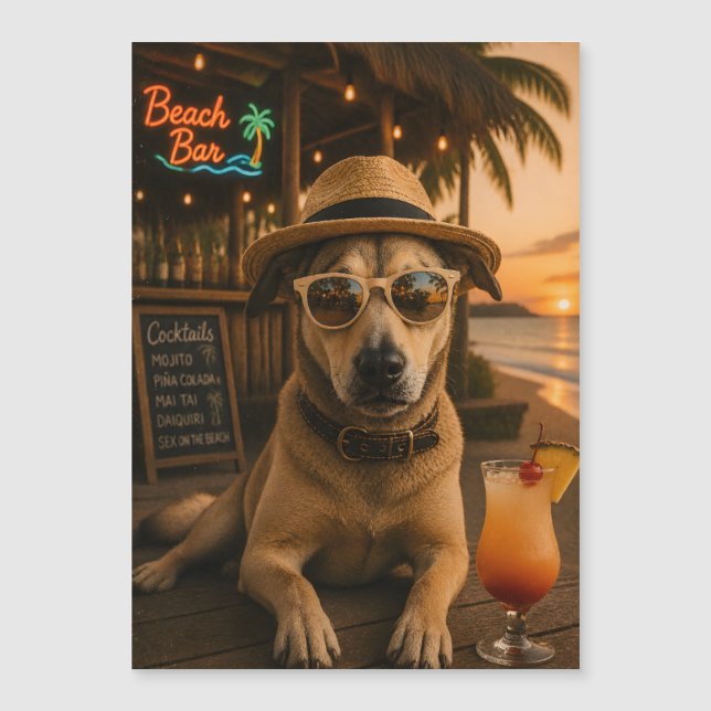 Arte de Parede de Cachorro na Praia Engraçado para (Frente)