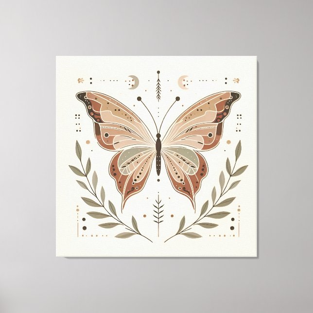 Arte de Parede de Canvas de Borboleta Elegante (Frente)