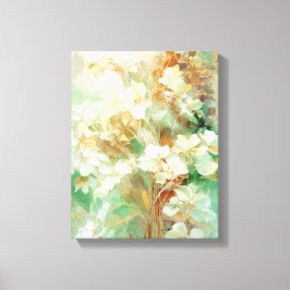 Arte de Parede de Canvas Floral Verde e Dourada