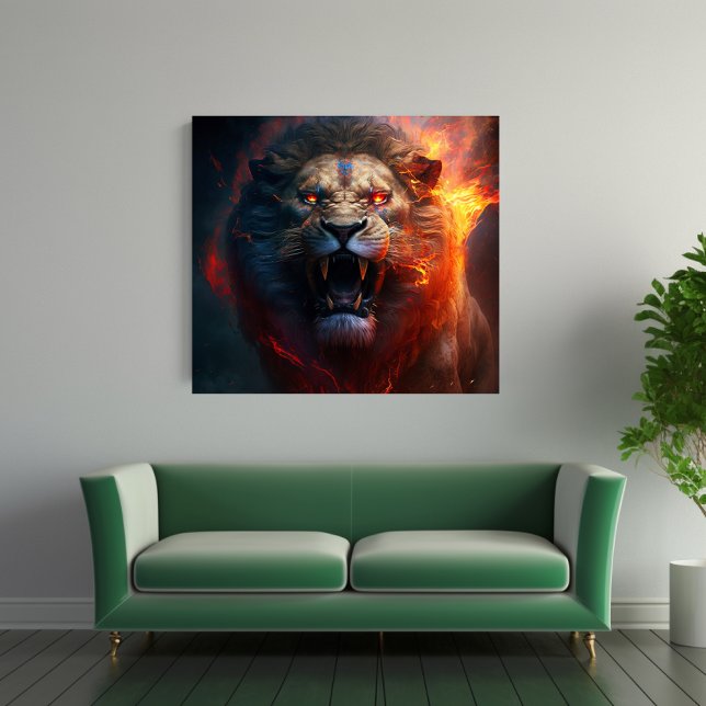 Arte de parede de Canvas Lion Flaming (Criador carregado)
