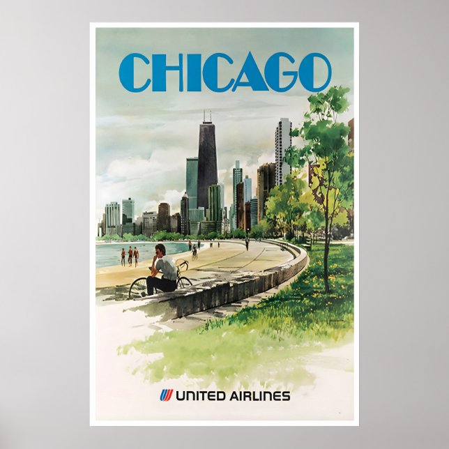 Arte de Parede de Chicago Impressão de Viagem Post (Frente)