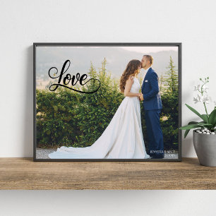 Arte de Parede de Foto de Casamento com Letra Eleg