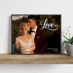 Arte de Parede de Foto de Casamento com Letra Eleg