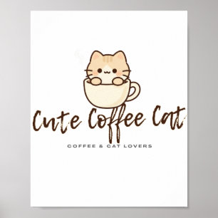 Arte de Parede de Gato Café Fofinho – Poster Diver
