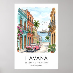 Arte de Parede de Havana Impressão Carro Clássico,
