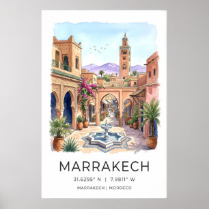 Arte de Parede de Marrakech Impressão de Aquarela