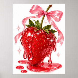 Arte de Parede de Morango Poster de Fruta Coquet