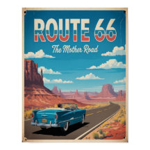 Arte de Parede de Poster Vintage da Rota 66, Impre