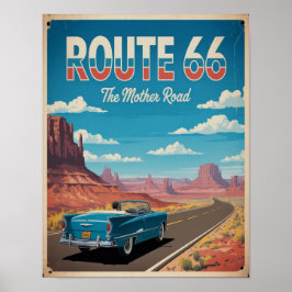 Arte de Parede de Poster Vintage da Rota 66, Impre
