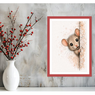 Arte de Parede de Rato Curioso Fofo Impressão Mini