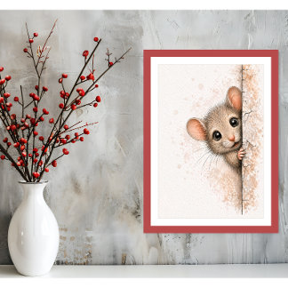 Arte de Parede de Rato Curioso Fofo Impressão Mini
