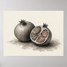 Arte de Parede de Romã Cozinha Poster de Natureza 