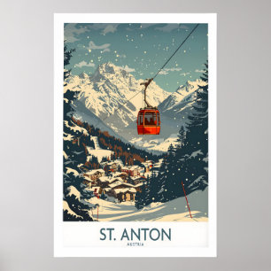 Arte de Parede de St Anton Poster de Esqui 1