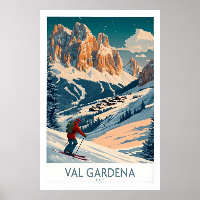 Arte de Parede de Val Gardena - Impressão de Esqui (Frente)